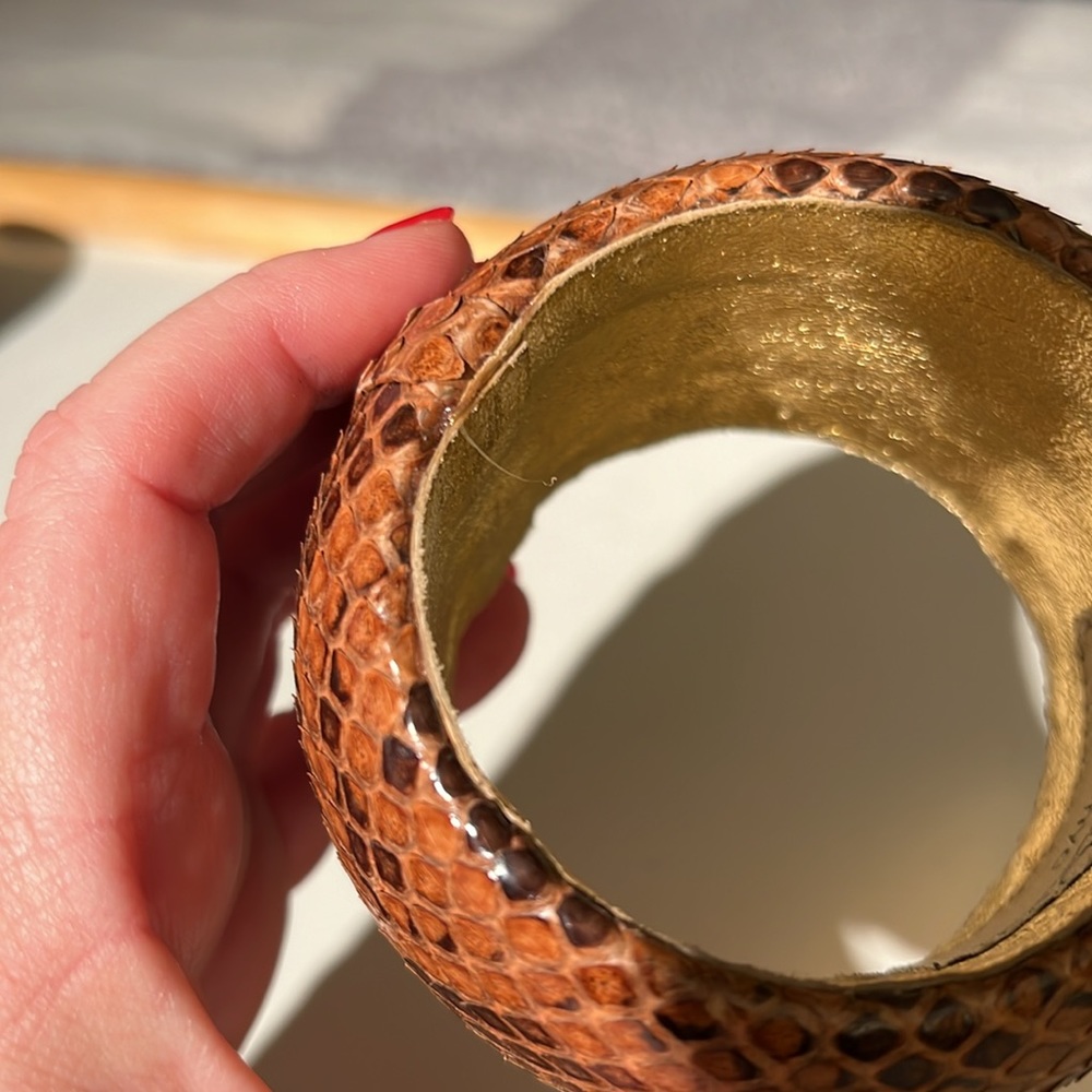 2inch Wide Bangle Bracelet Genuine Python Vintage… - image 3